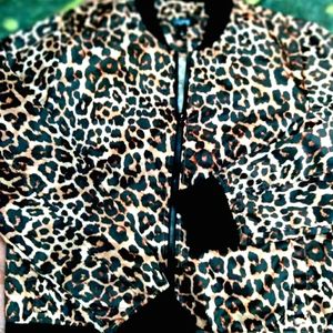 City Streets Leopard Print Bomber Jacket